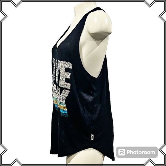 PINK Racer Back Sequin Tank Top - Size M - Picture 3 of 8